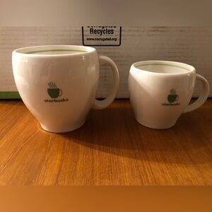 Starbucks White and Green Mug Set of 2